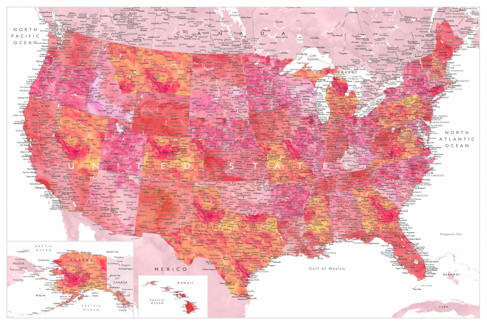 Highly detailed map of the United States, Tatiana von Rosana Laiz Blursbyai