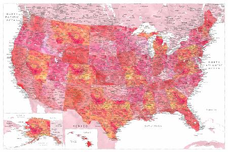 Highly detailed map of the United States, Tatiana