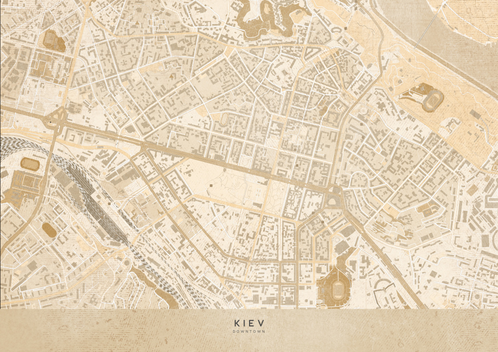 Sepia map of Kiev downtown (pre-war) von Rosana Laiz Blursbyai