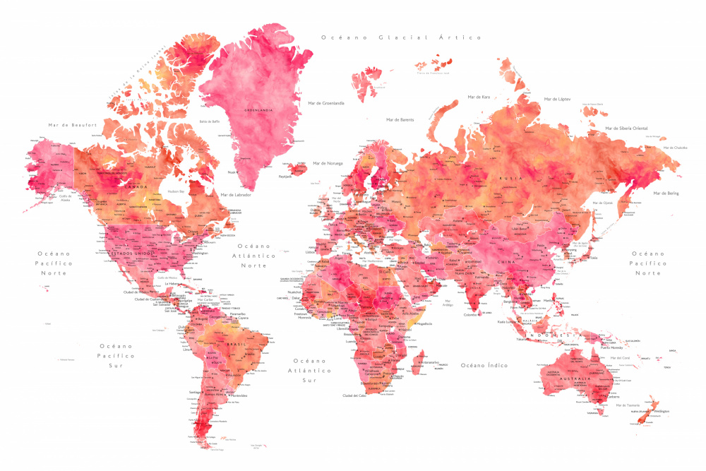 Tatiana world map in Spanish von Rosana Laiz Blursbyai