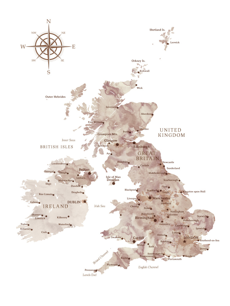 Taupe map of the United Kingdom von Rosana Laiz Blursbyai