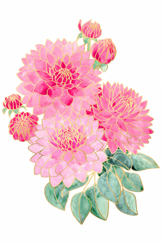 Pacey pink watercolor bouquet von Rosana Laiz Blursbyai