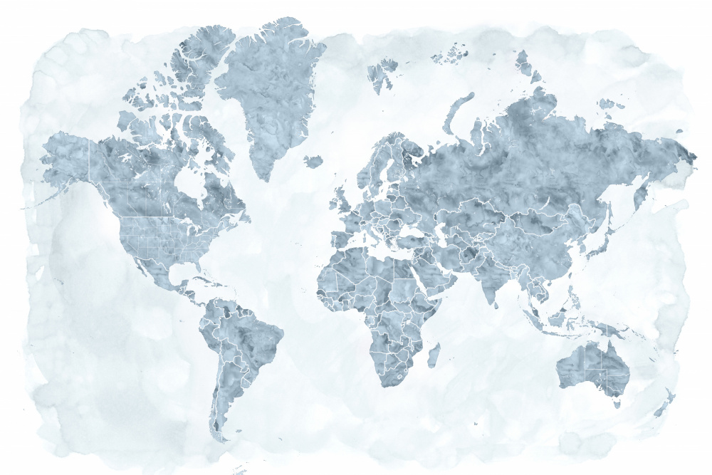 World map with outlined countries, Jacq von Rosana Laiz Blursbyai