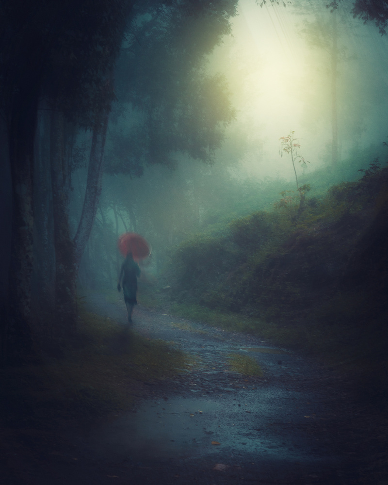 Woman with red umbrella von Rudi Gunawan