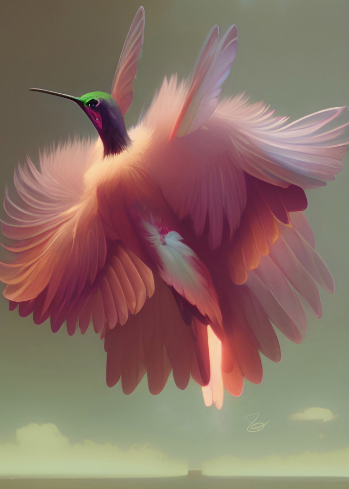 Humming Bird with Pink Wings von Ruth Day