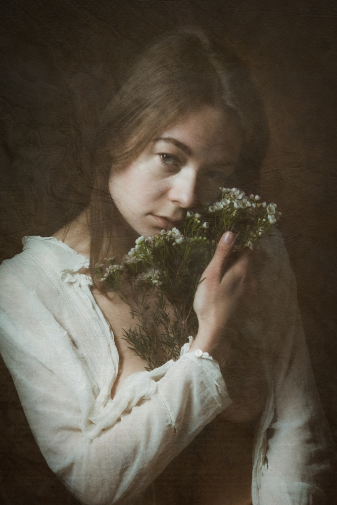 portrait with flowers von Ruth Franke