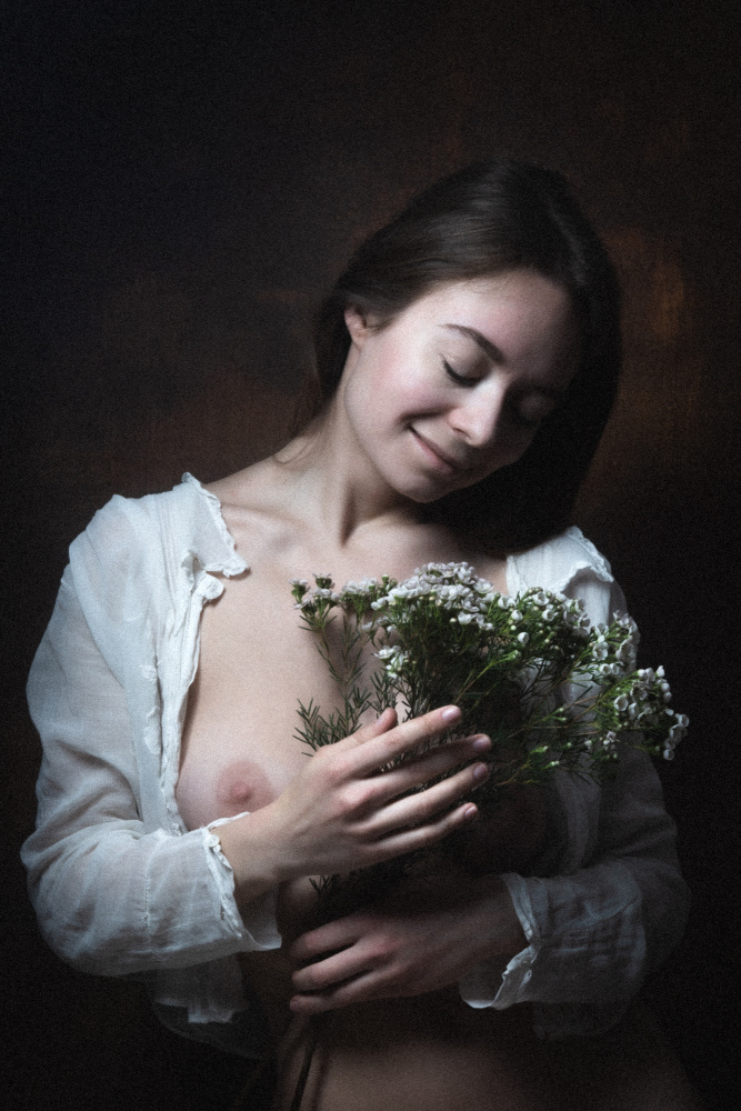 portrait with flowers von Ruth Franke