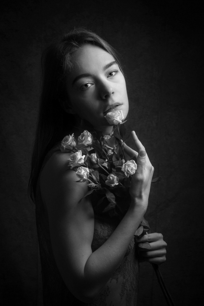 portrait with roses von Ruth Franke