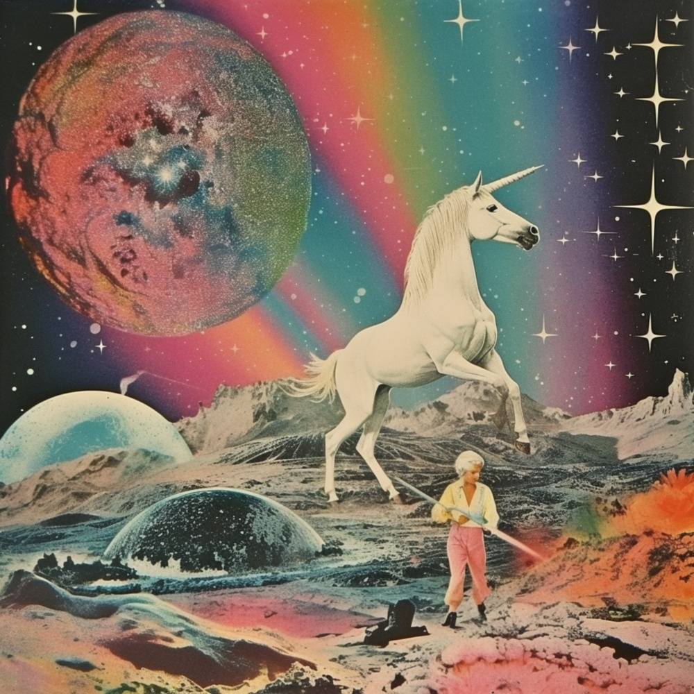 80s Unicorn Grandma Collage Art von Samantha Hearn