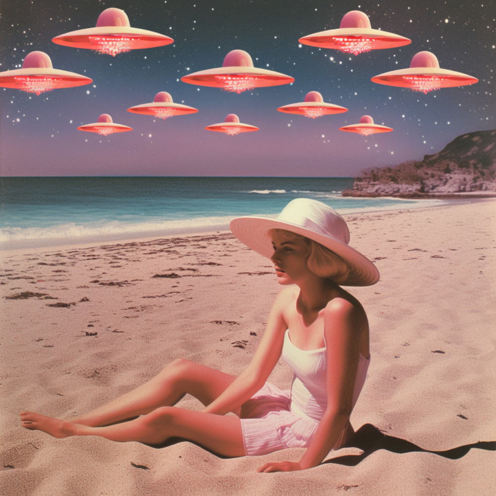 Alien Beach Collage Art von Samantha Hearn