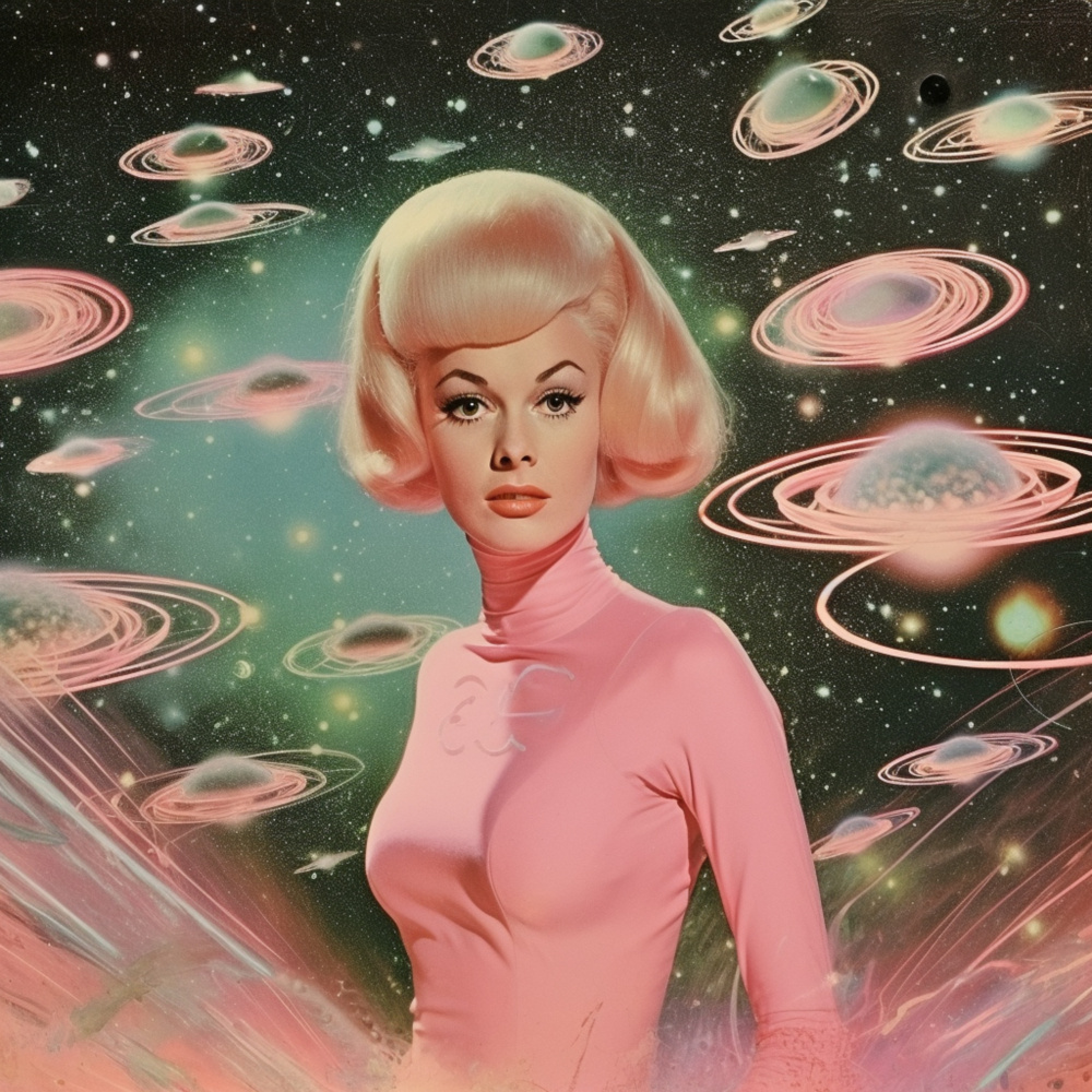 Atomic Age Space Babe Collage Art von Samantha Hearn