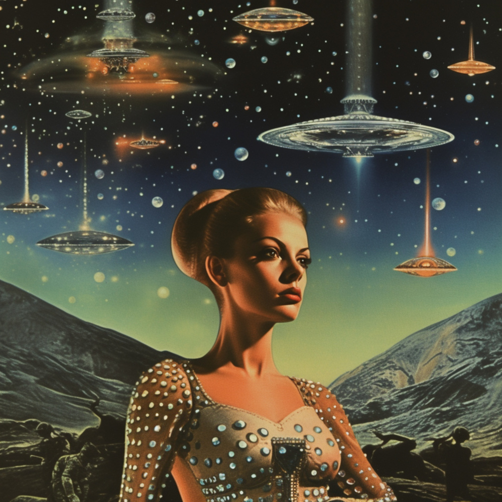 Take Me To Your Leader Space Collage Art von Samantha Hearn