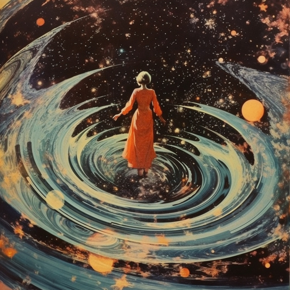 Swirling Through Space Collage Art von Samantha Hearn