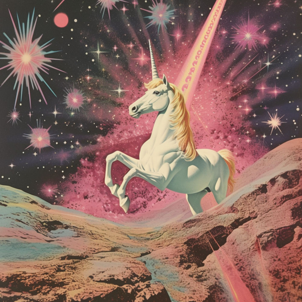 Magic Unicorn Collage Art von Samantha Hearn