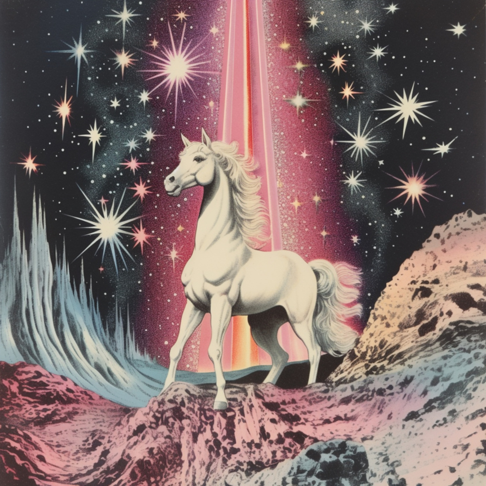 1980s Magical Horse Collage Art von Samantha Hearn