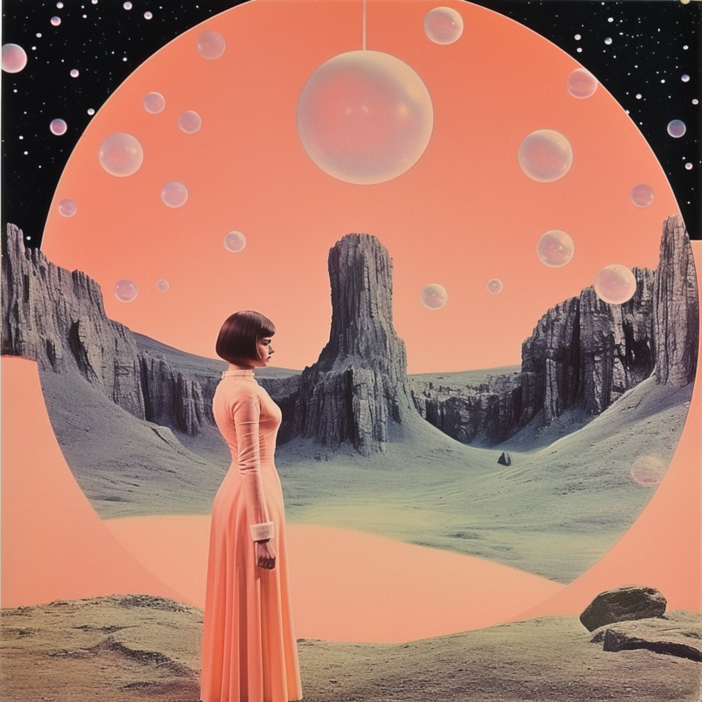 Surreal Geometric Collage Art in Space von Samantha Hearn