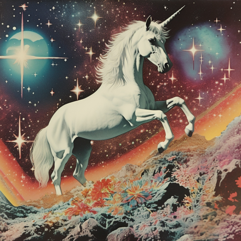 Vintage Unicorn Collage Art von Samantha Hearn