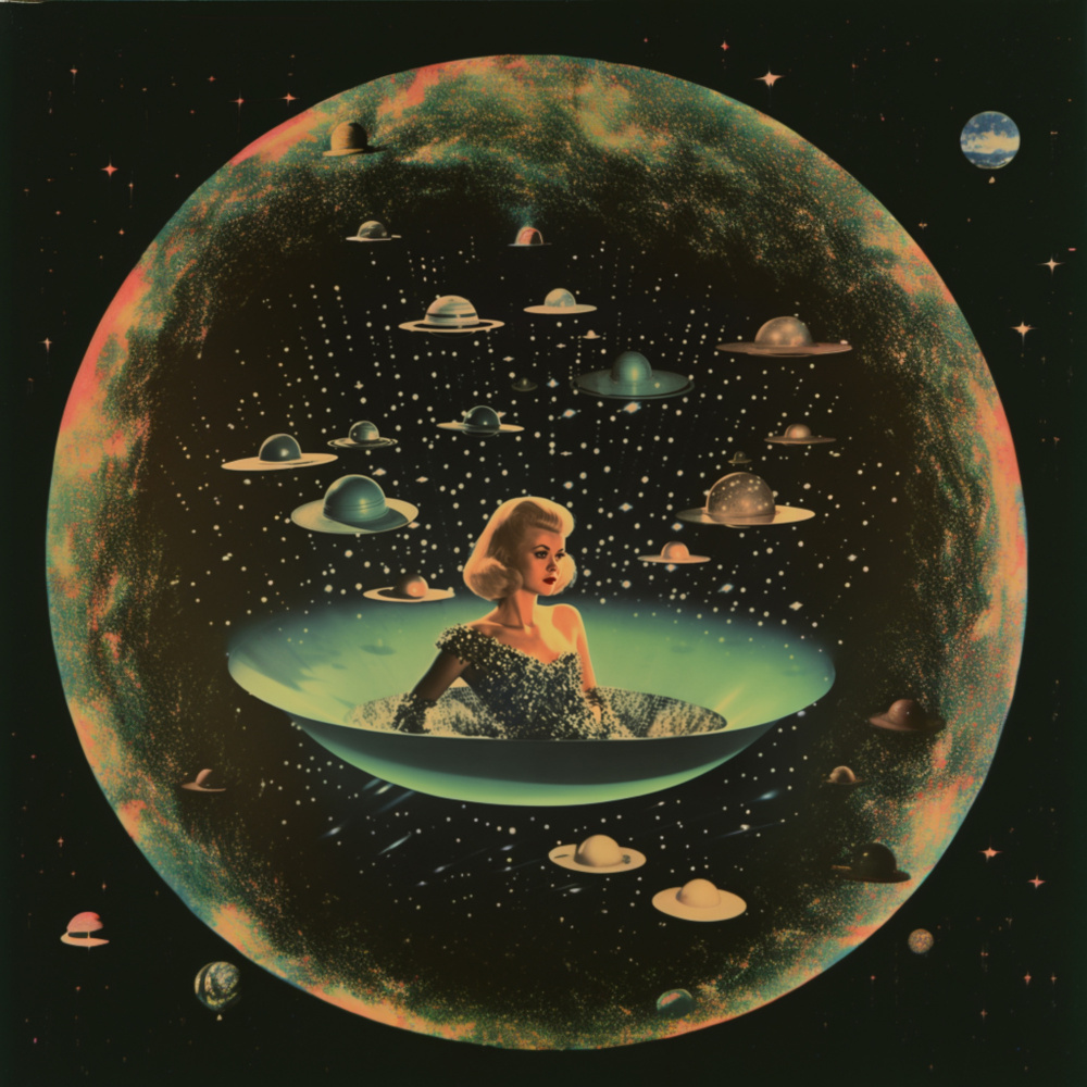 Space Bubble Collage Art von Samantha Hearn