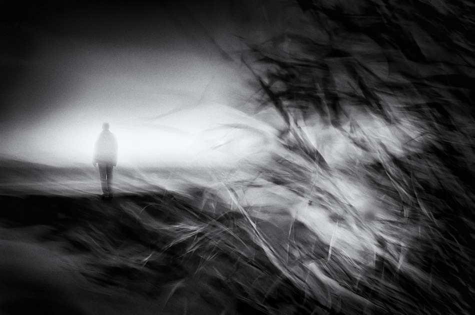 Entre cañas, mirando el mar. von Santiago Pascual Buye