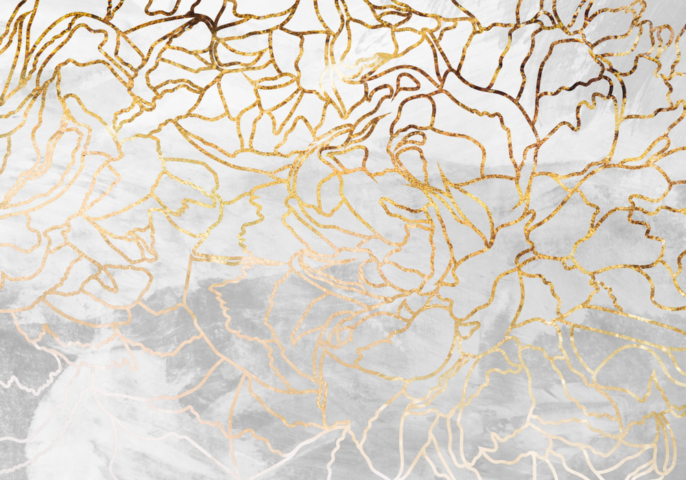 Abstract gold line art wall mural von Sarah Manovski