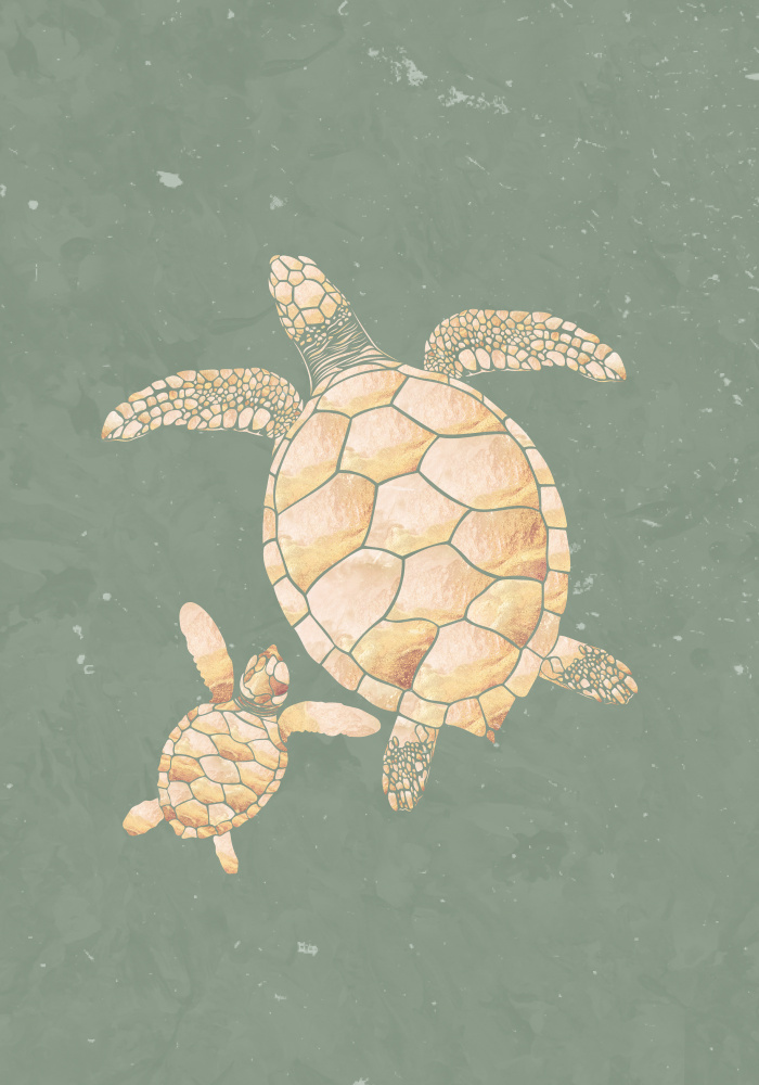 Gold Sage Green Turtles von Sarah Manovski