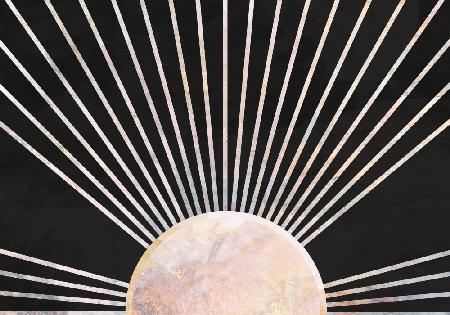 Gold sun rays mural black 2