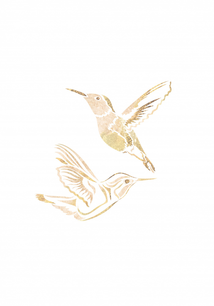 Gold Hummingbird Line art Silhouettes 2 von Sarah Manovski