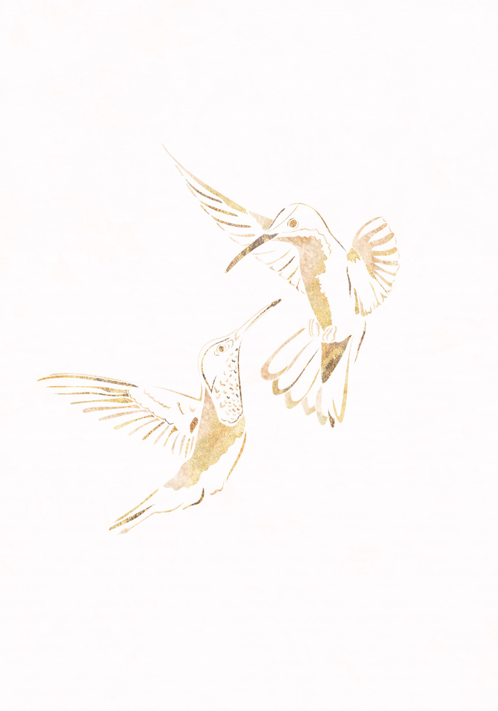 Gold Hummingbird Line art Silhouettes 4 von Sarah Manovski