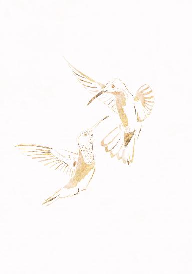 Gold Hummingbird Line art Silhouettes 4