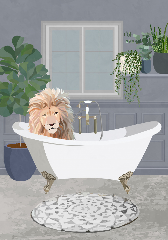 Lion takes a bath von Sarah Manovski