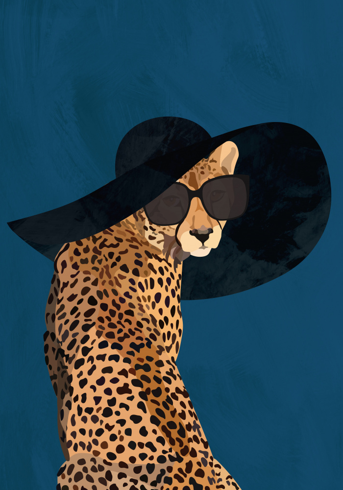 Fashionable Cheetah wearing a sunhat von Sarah Manovski