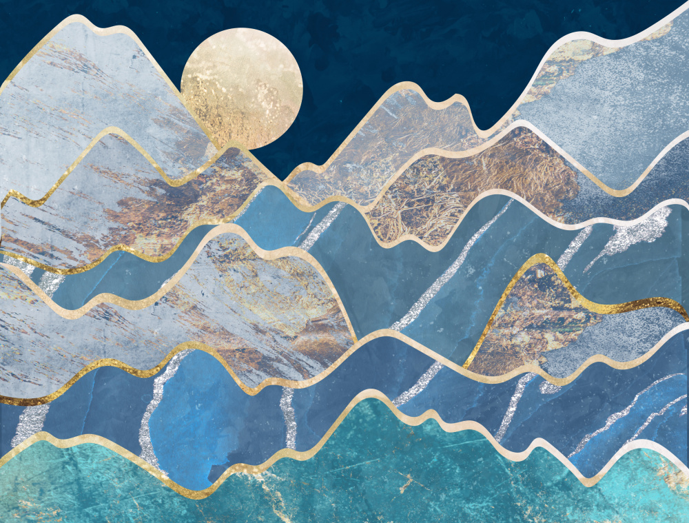 Moonlit mountains landscape von Sarah Manovski