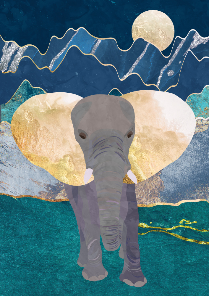 Moonlight golden elephant von Sarah Manovski