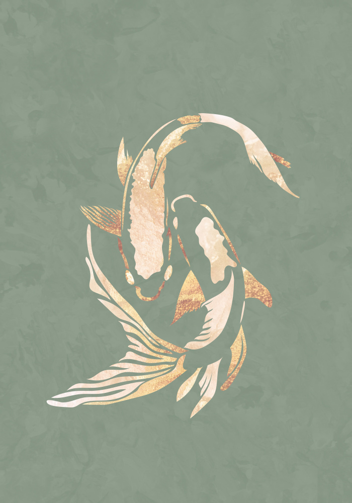 Sage Green Gold Koi Fish 1 von Sarah Manovski