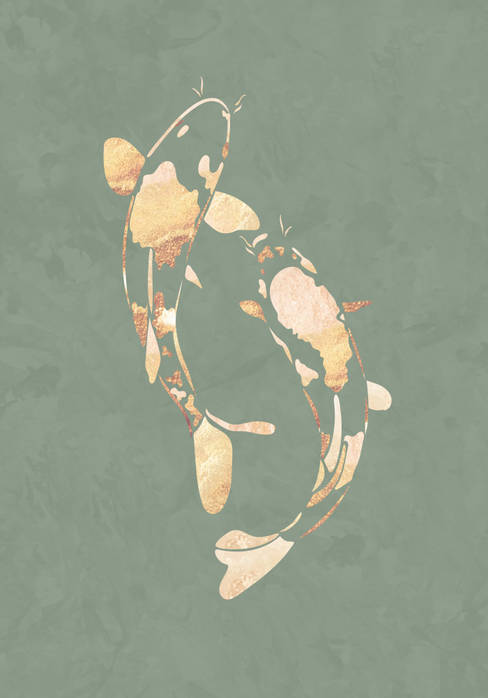 Sage Green Gold Koi Fish 2 von Sarah Manovski