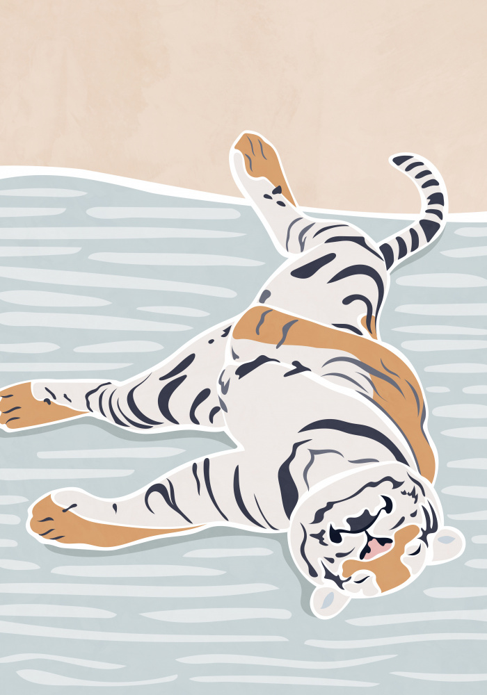 Scandi Sleeping Tiger Childrens Art von Sarah Manovski