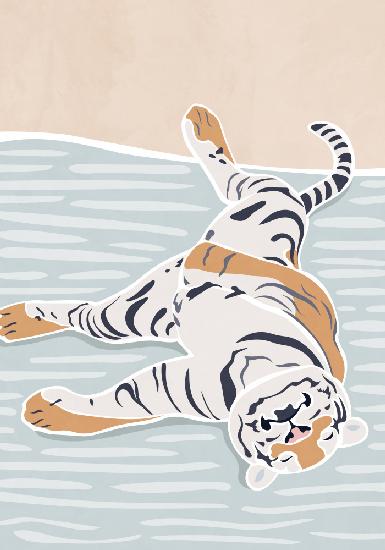 Scandi Sleeping Tiger Childrens Art