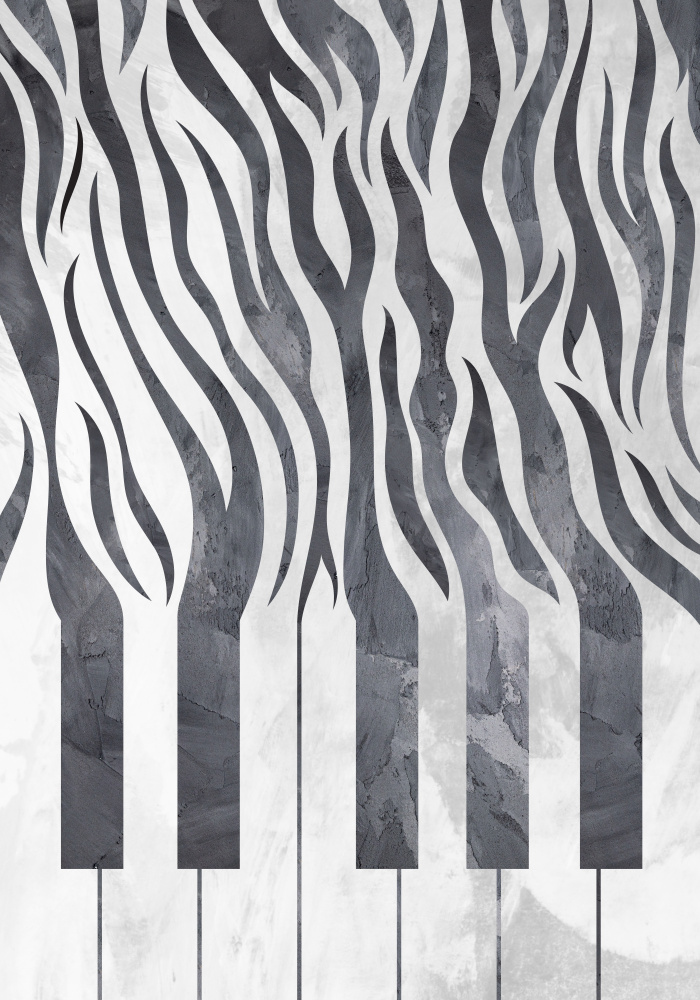 Zebra piano print music black concrete von Sarah Manovski