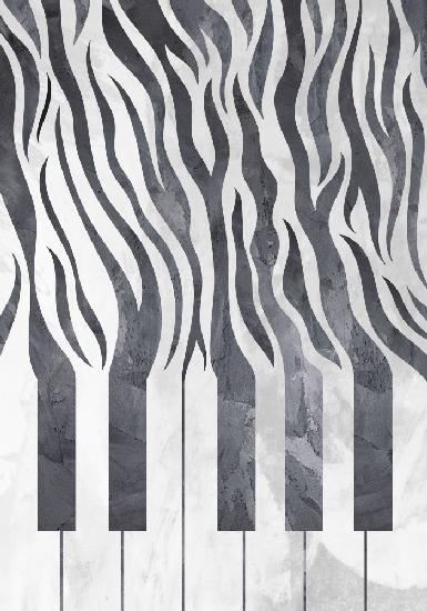 Zebra piano print music black concrete