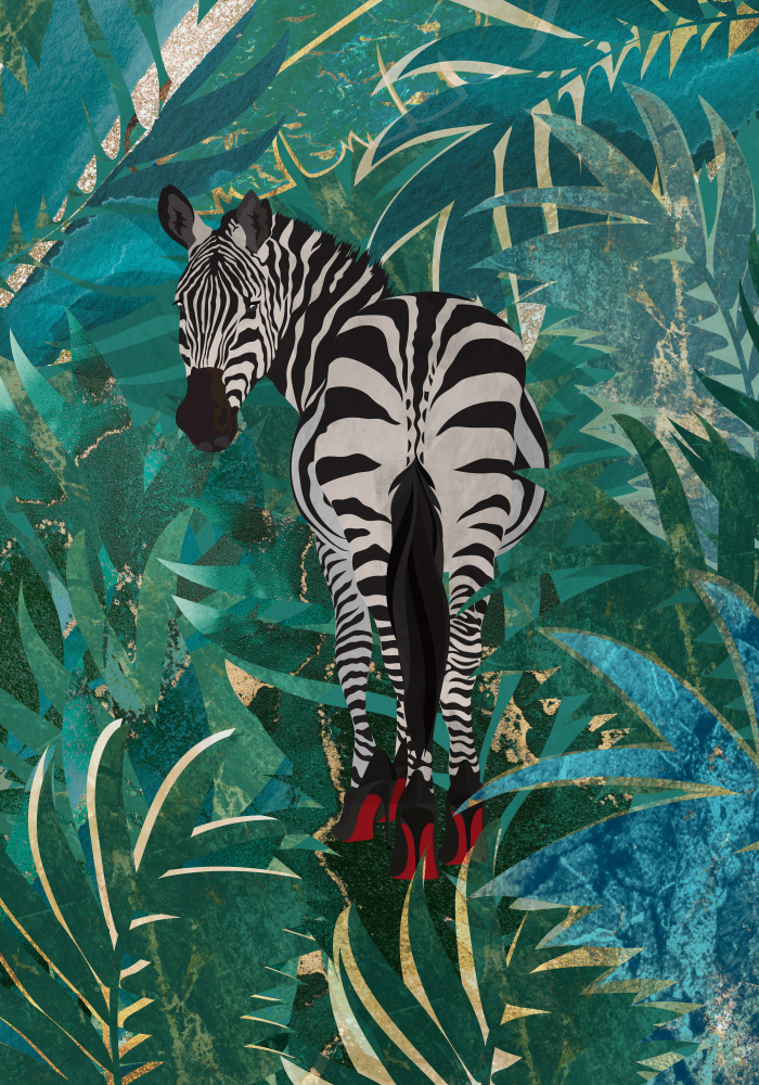 Zebra wearing heels in the jungle von Sarah Manovski