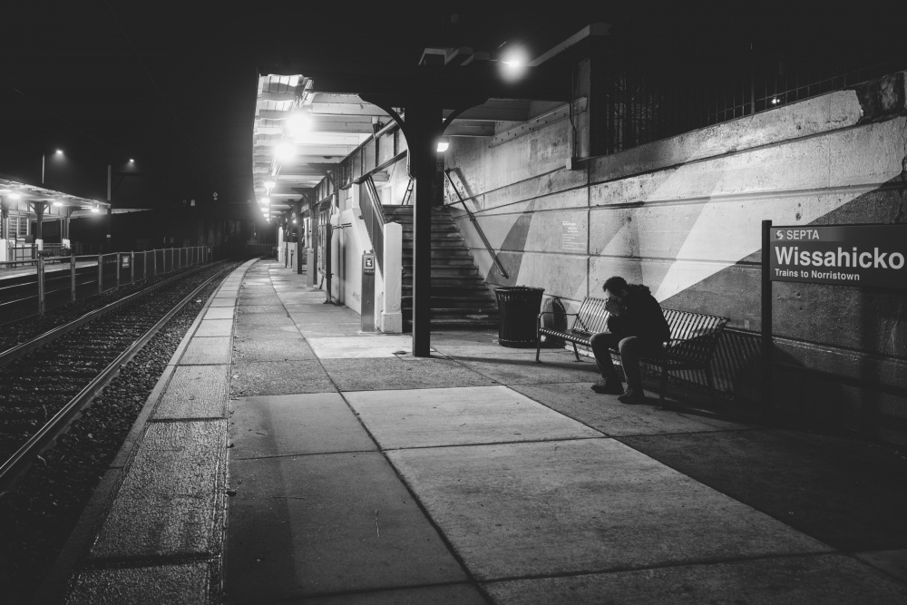 alone at wissahickon station von Scott J. Pilla