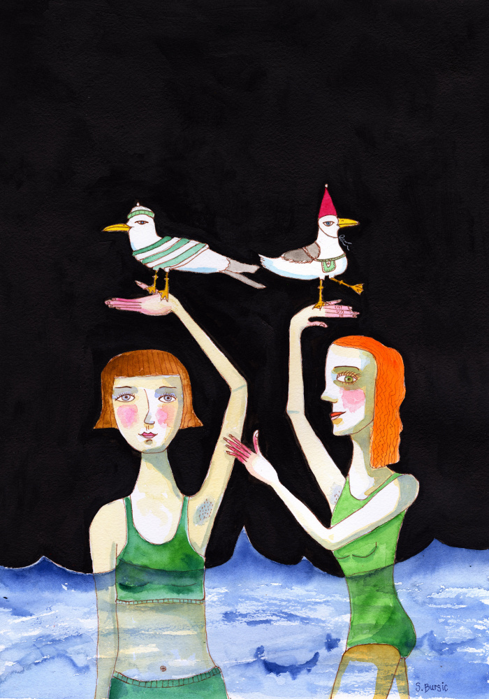 Best Friends Swimming with birds von Sharyn Bursic