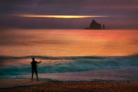 Fishing at the golden sea