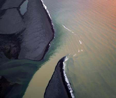 River mouth in sunrise light