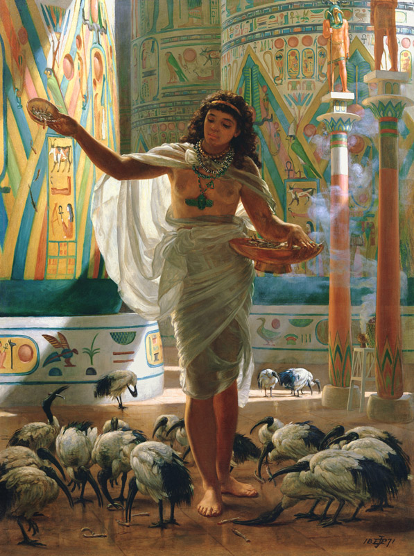 Feeding the Sacred Ibis in the Halls of Karnac von Sir Edward John Poynter