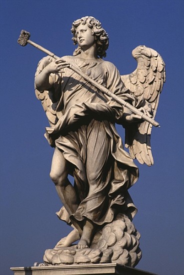 Statue of an angel holding a Passion instrument (colour photo) von (studio of) Giovanni Lorenzo Bernini