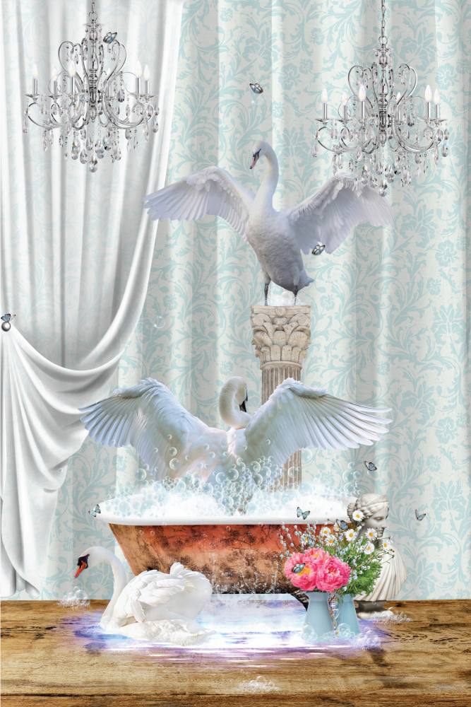 Three Swans &amp; Bubbles von Sue Skellern