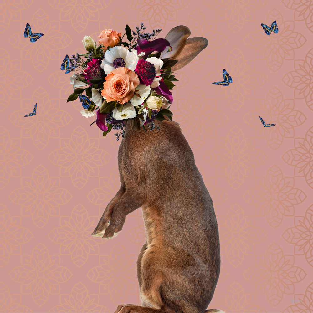 Spring Flower Bonnet On Rabbit von Sue Skellern