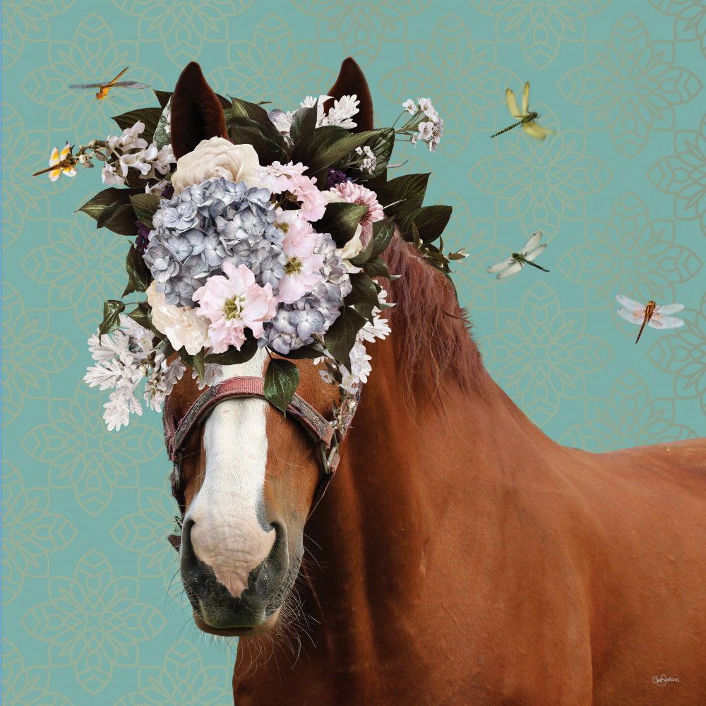 Spring Flower Bonnet On Horse von Sue Skellern