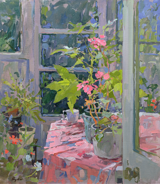 Geraniums and Pink Cloth von Susan  Ryder